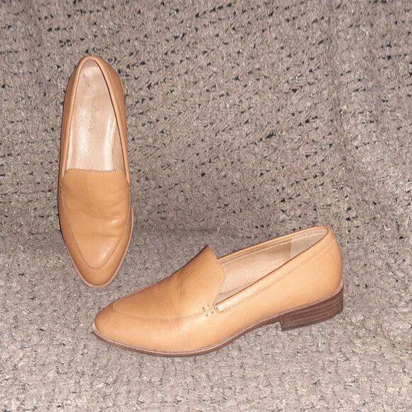 MADEWELL-The Frances-Tan Brown Leather Pointed Toe Loafers-Sz 8-Excellent - Picture 1 of 8